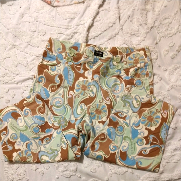 Nicole Miller Capri's Women's Paisley Design Pockets Button Front Size 10 - Picture 10 of 13